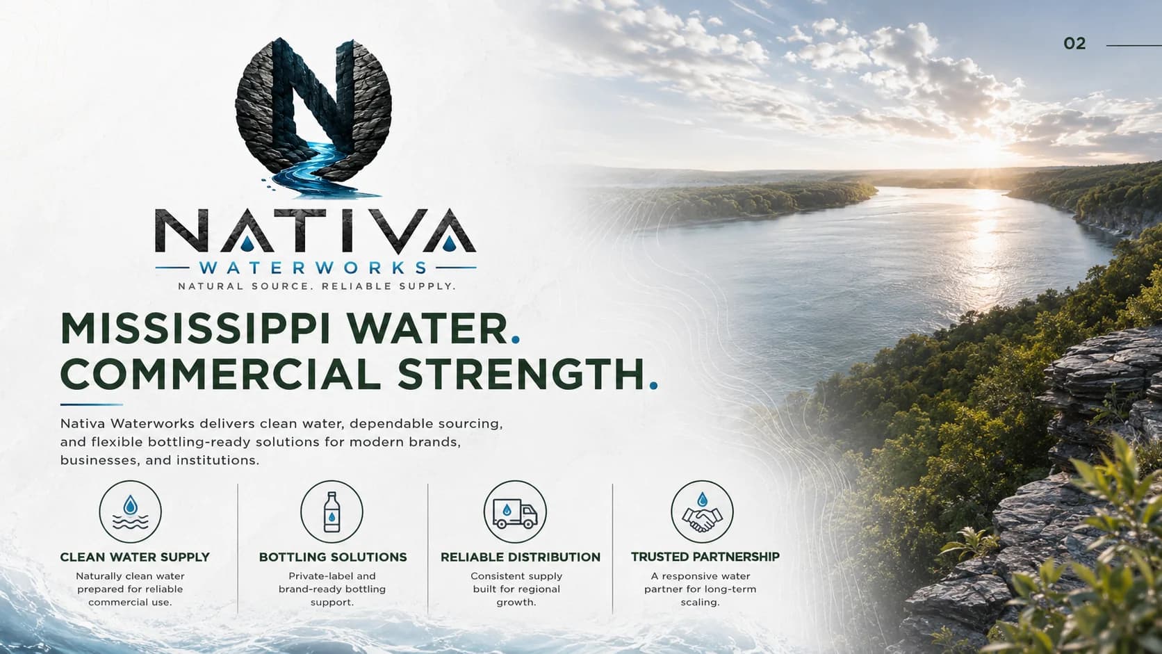 Nativa Waterworks packaged still water arranged for a commercial program review